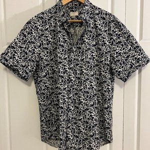 CLUB MONACO SHIRT - BLUE PRINT - SLIM FIT (M)